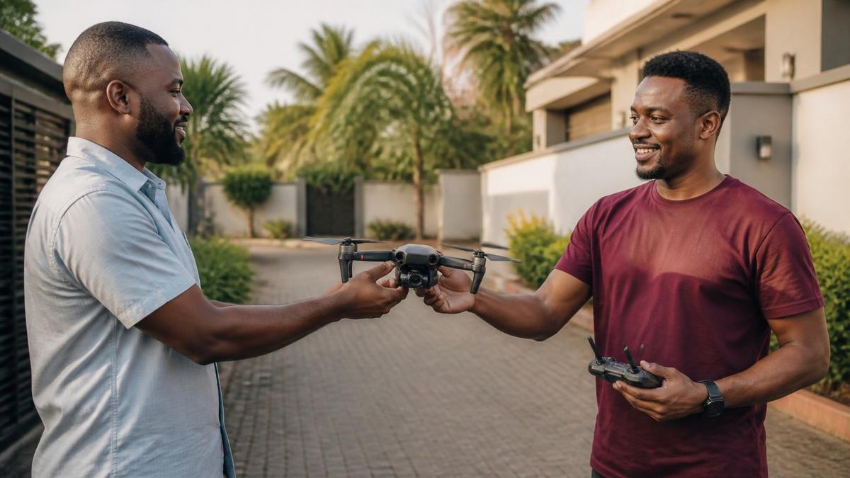 A renter receiving a camera from a local owner
